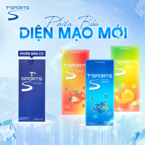 So sánh bao bì T+Sports phiên bản cũ và phiên bản mới - nước bù điện giải T+Sports hộp 5 gói